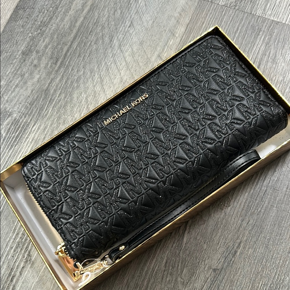 Michael Kors Black Wristlet with Gold Accents - Picture 2 of 8